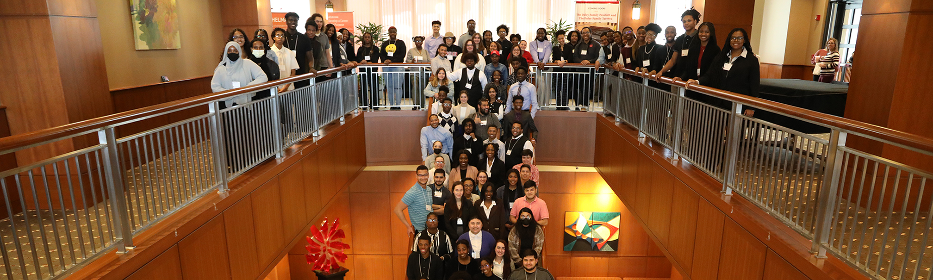 Ohio LSAMP students stand on the steps of the Balckwell Hotel during their conference