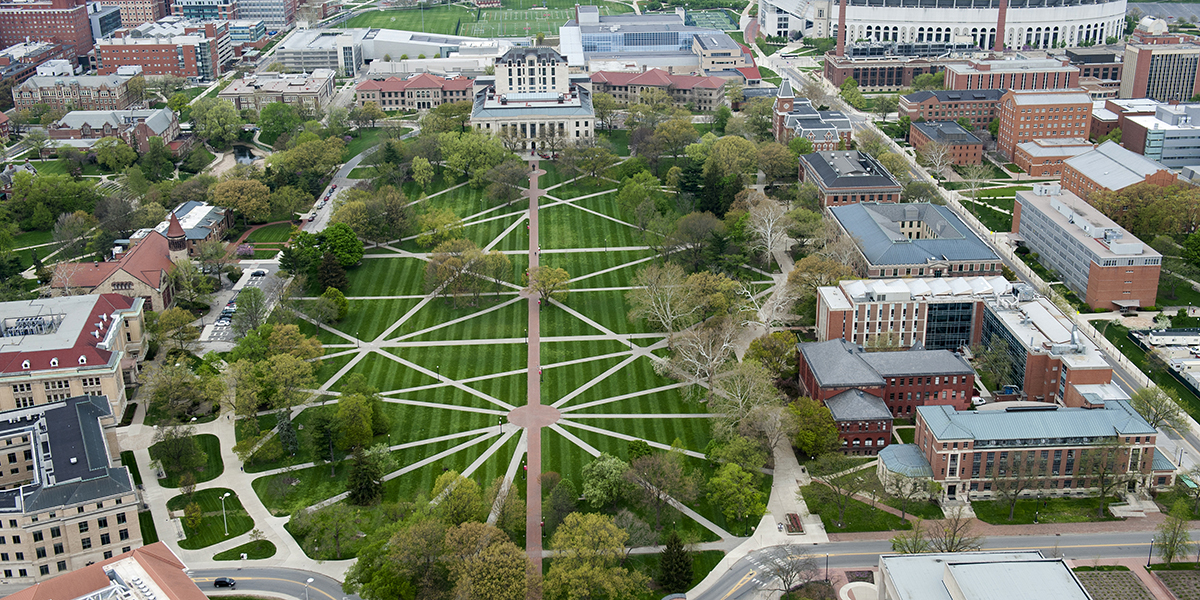 Aerial view of The Ohio State University Oval