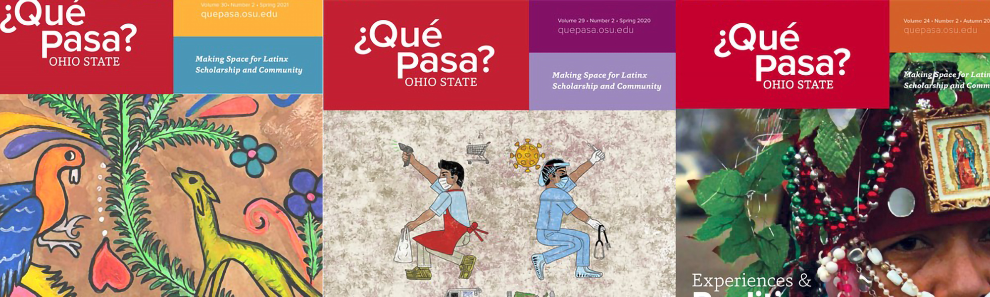 covers of ¿Qué Pasa, Ohio State? featuring Latine artwork