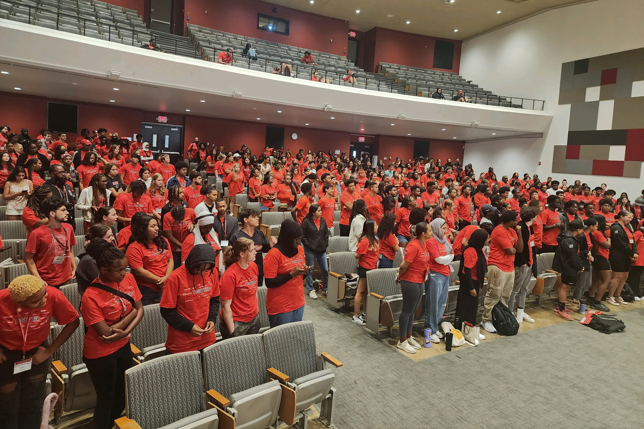 ODI Scholars gather for Early Arrival Program in auditorium