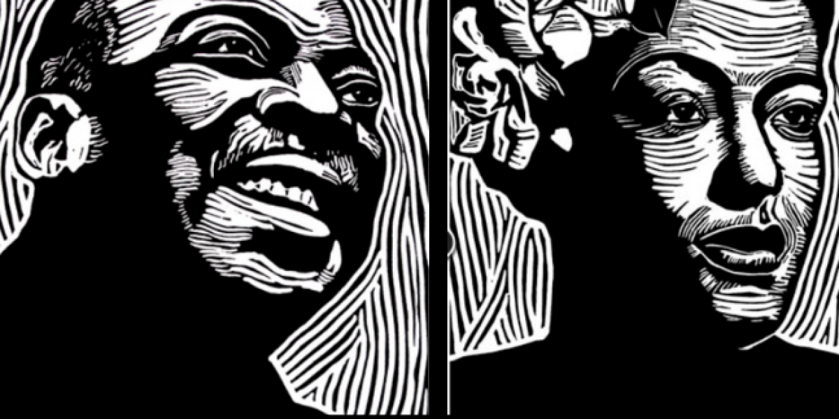 Block prints of jazz greats