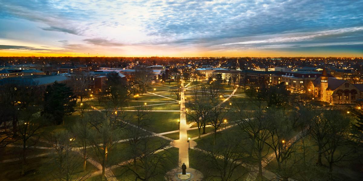 The Ohio State University Oval at dawn