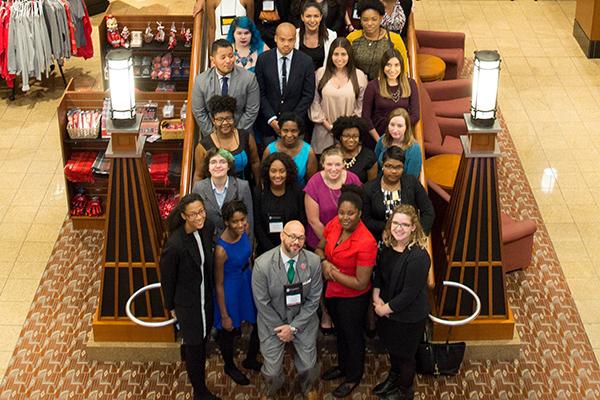 GSP attendees standing on the stairs in Blackwell