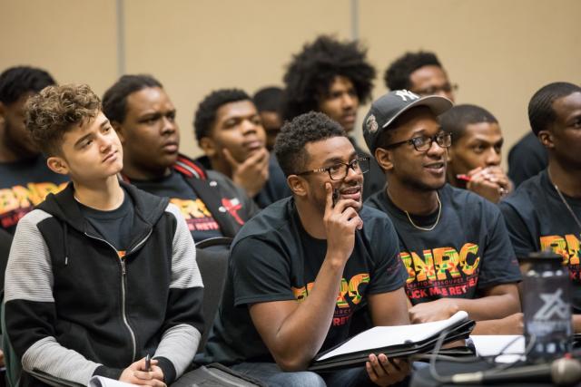 BNRC retreat attendees listen to speaker