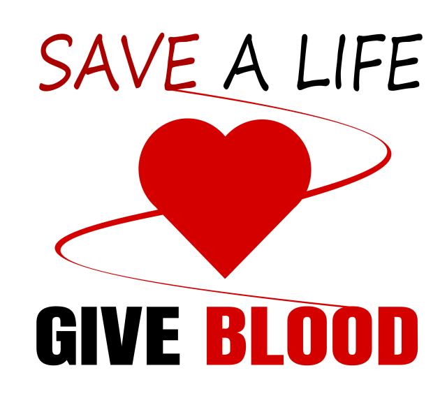 Save a life give blood with a red heart in between