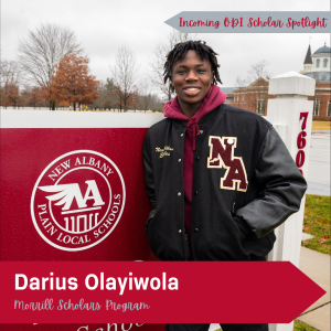 Darius Olayiwola in a New Albany High School letter jacket